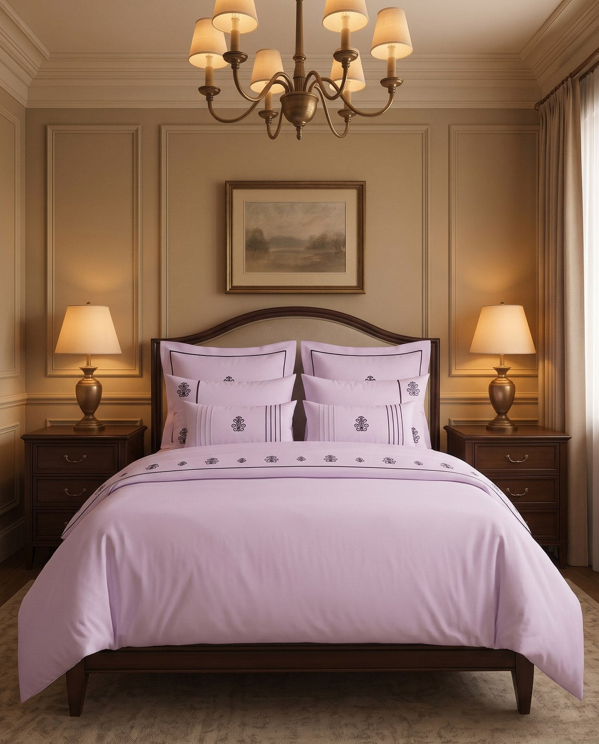 Atelier-Queen Duvet Cover with Embroidery in Lilac