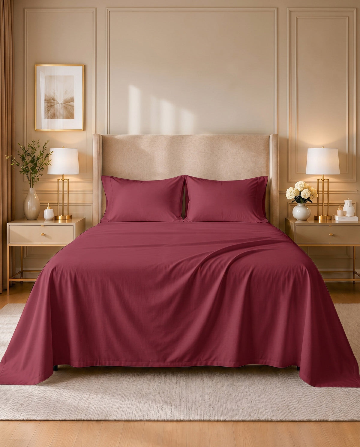 TESSERA Prestige Basic Line - Flat Sheet Set in Burgundy
