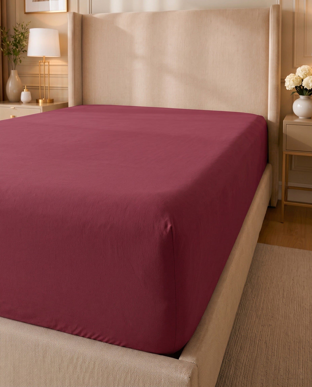 TESSERA Prestige Basic Line - Fitted Sheet Set in Burgundy