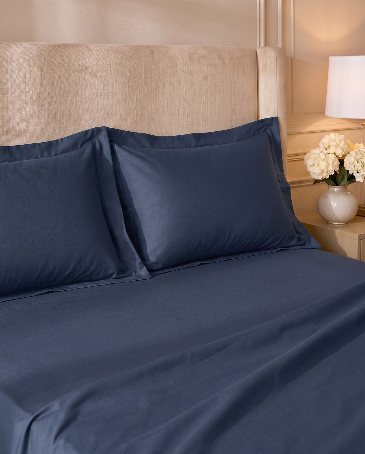 TESSERA Prestige Basic Line - Flap Pillow Case Set in Dark Blue