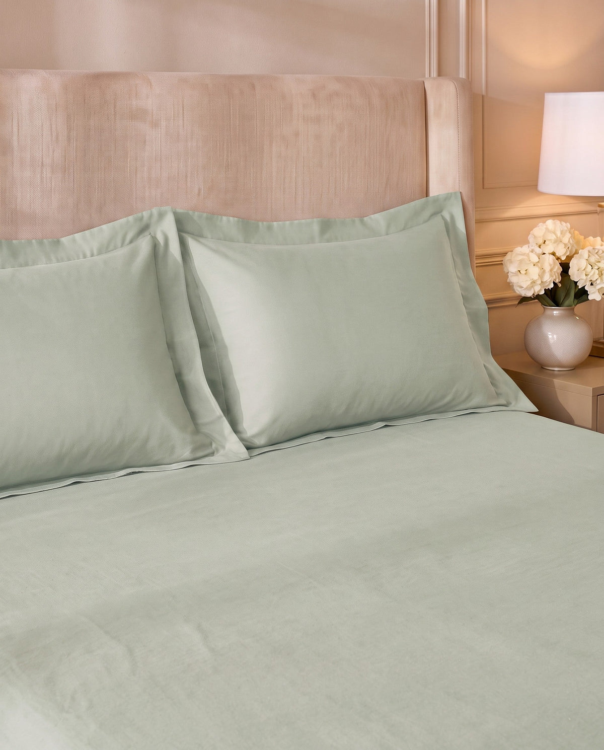 TESSERA Prestige Basic Line - Flap Pillow Case Set in Light Green