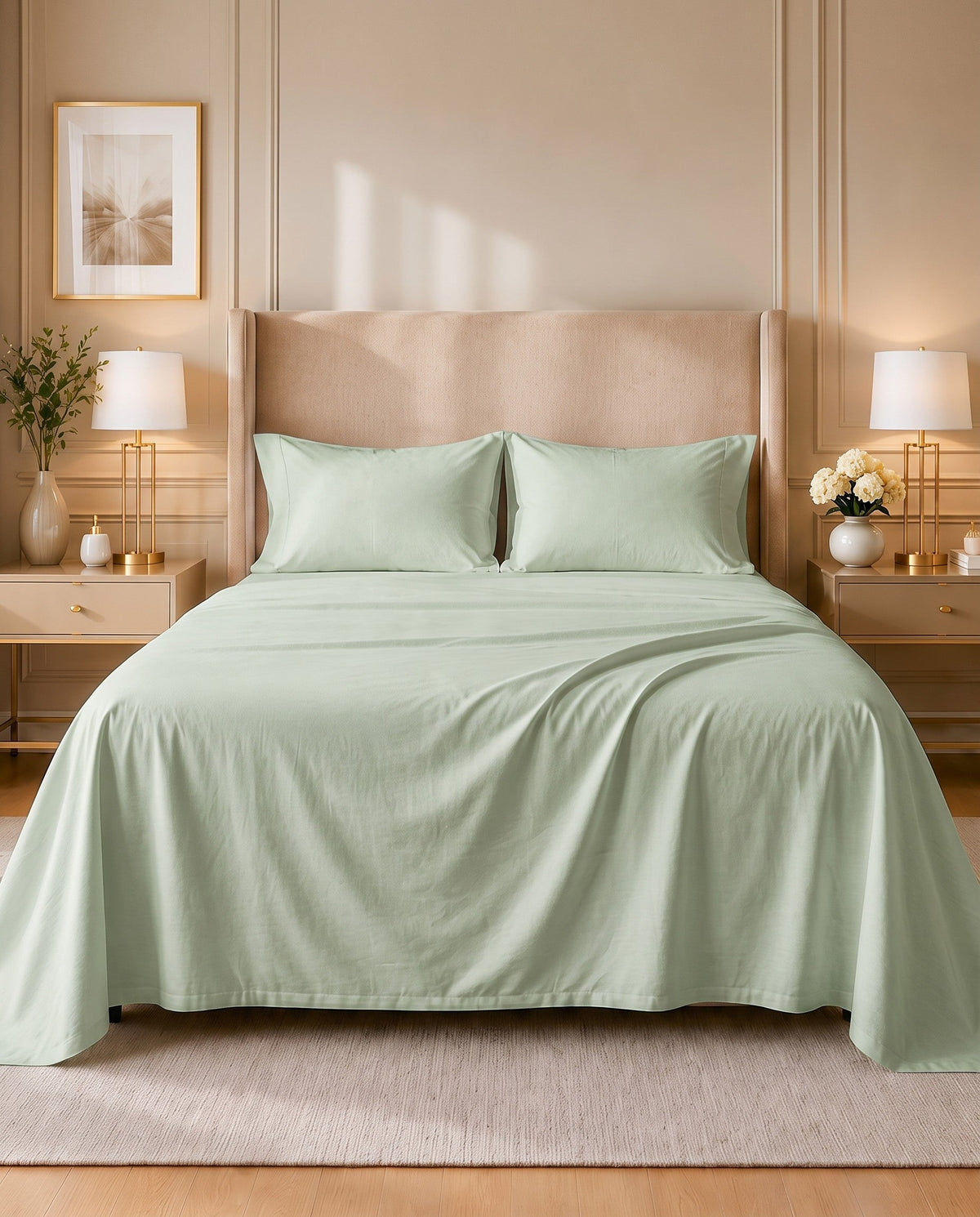 TESSERA Prestige Basic Line - Flat Sheet Set in Light Green