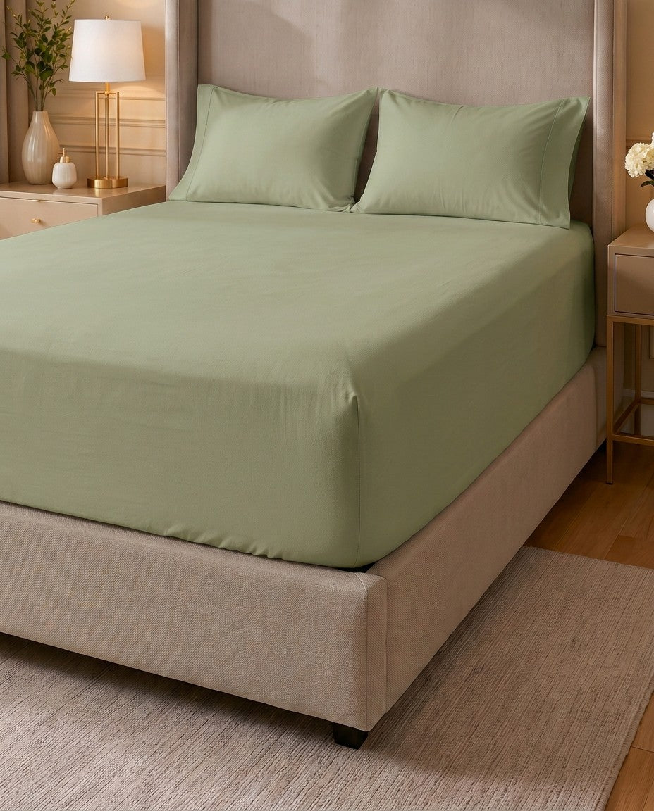 TESSERA Prestige Basic Line - Fitted Sheet Set in Olive