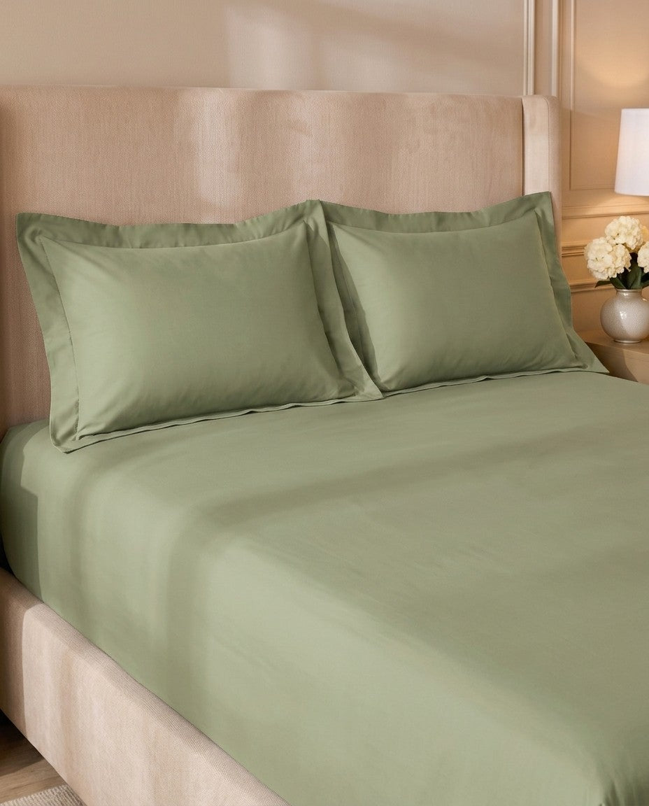 TESSERA Prestige Basic Line - Flap Pillow Case Set in Olive