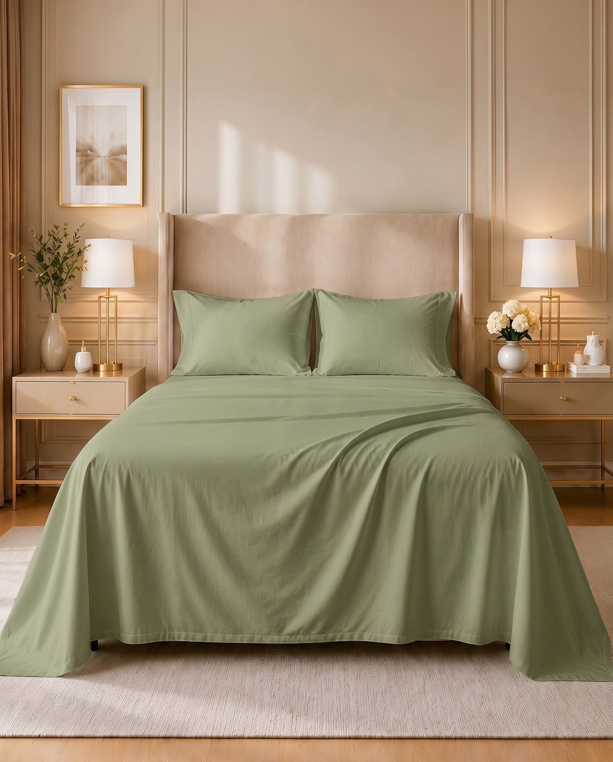 TESSERA Prestige Basic Line - Flat Sheet Set in Olive
