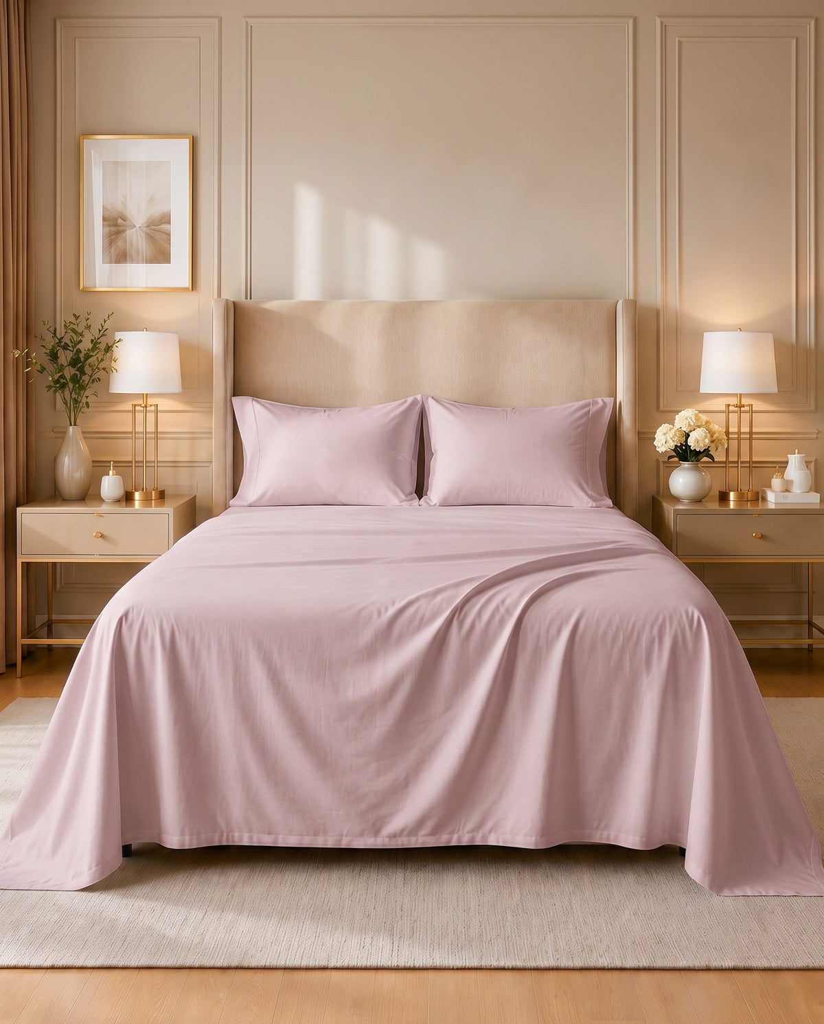 TESSERA Prestige Basic Line - Flat Sheet Set in Rose Pink