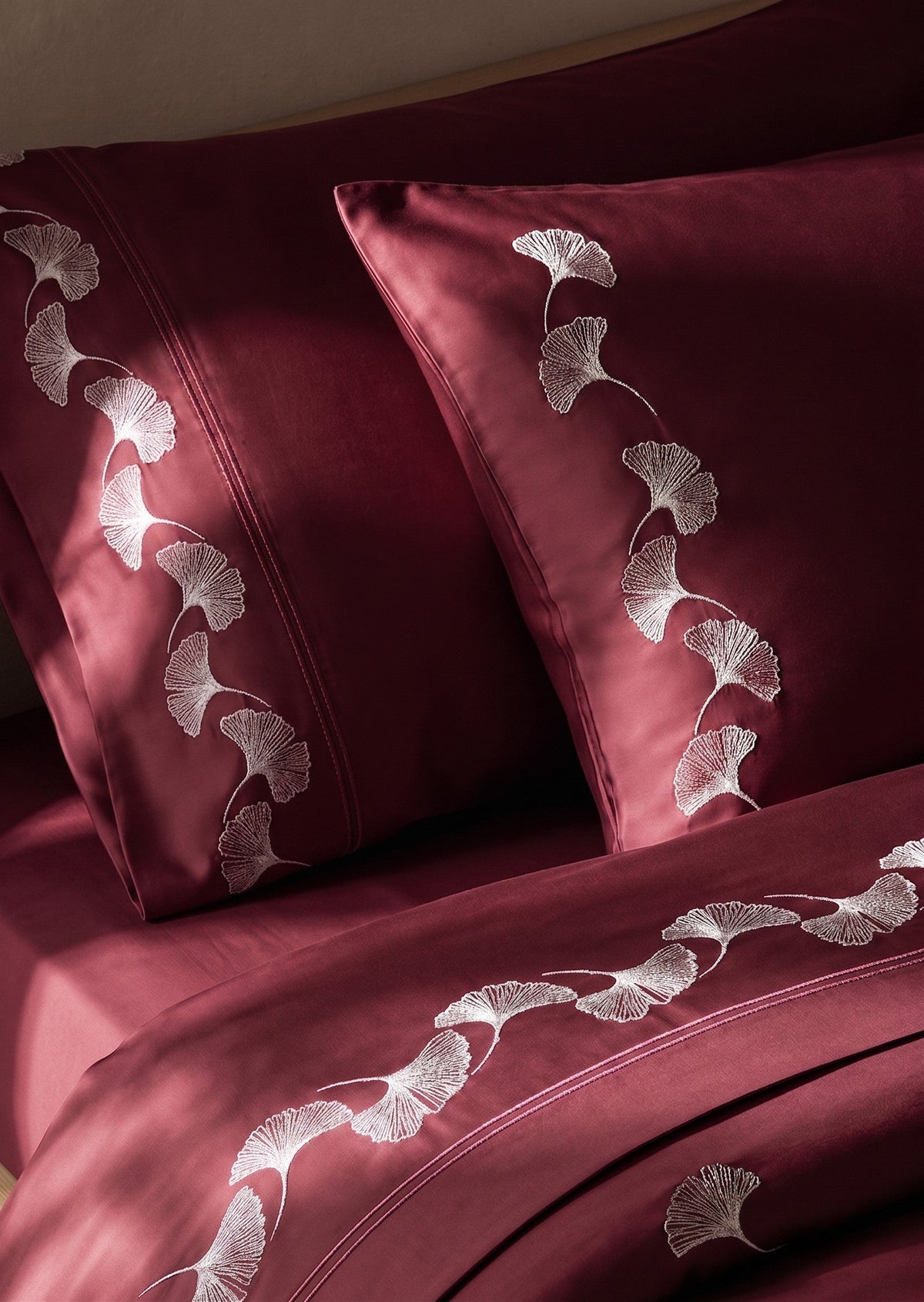 Sage Elegance - Quilted Oxford Pillow cases in Burgundy