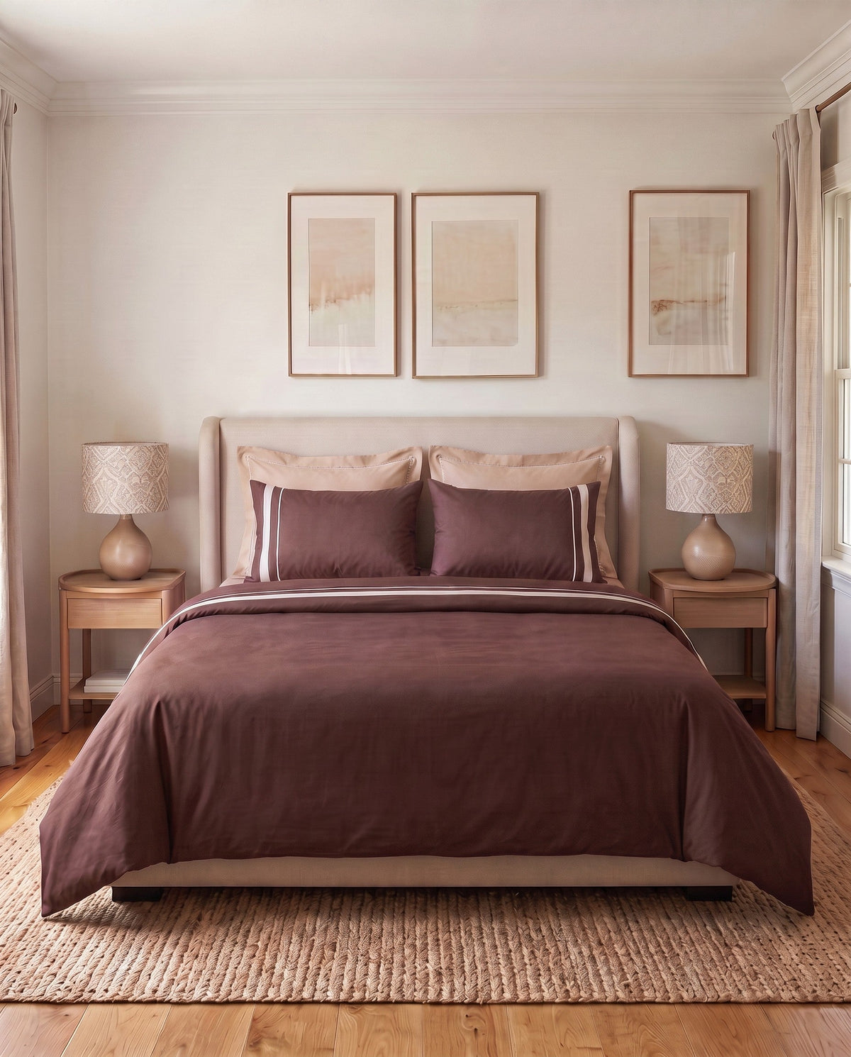 Ultimate Comfort - Queen Duvet Cover with Contrast Border in Coffee