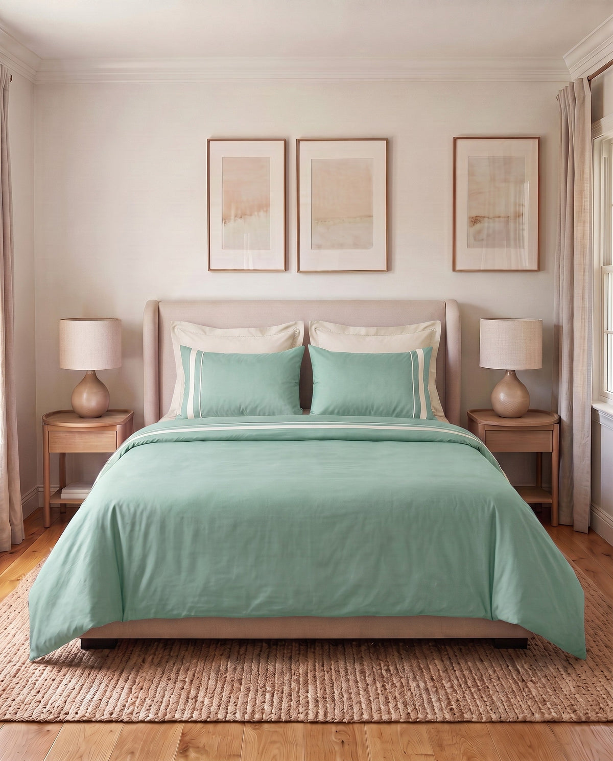 Ultimate Comfort - Queen Duvet Cover with Contrast Border in Mint