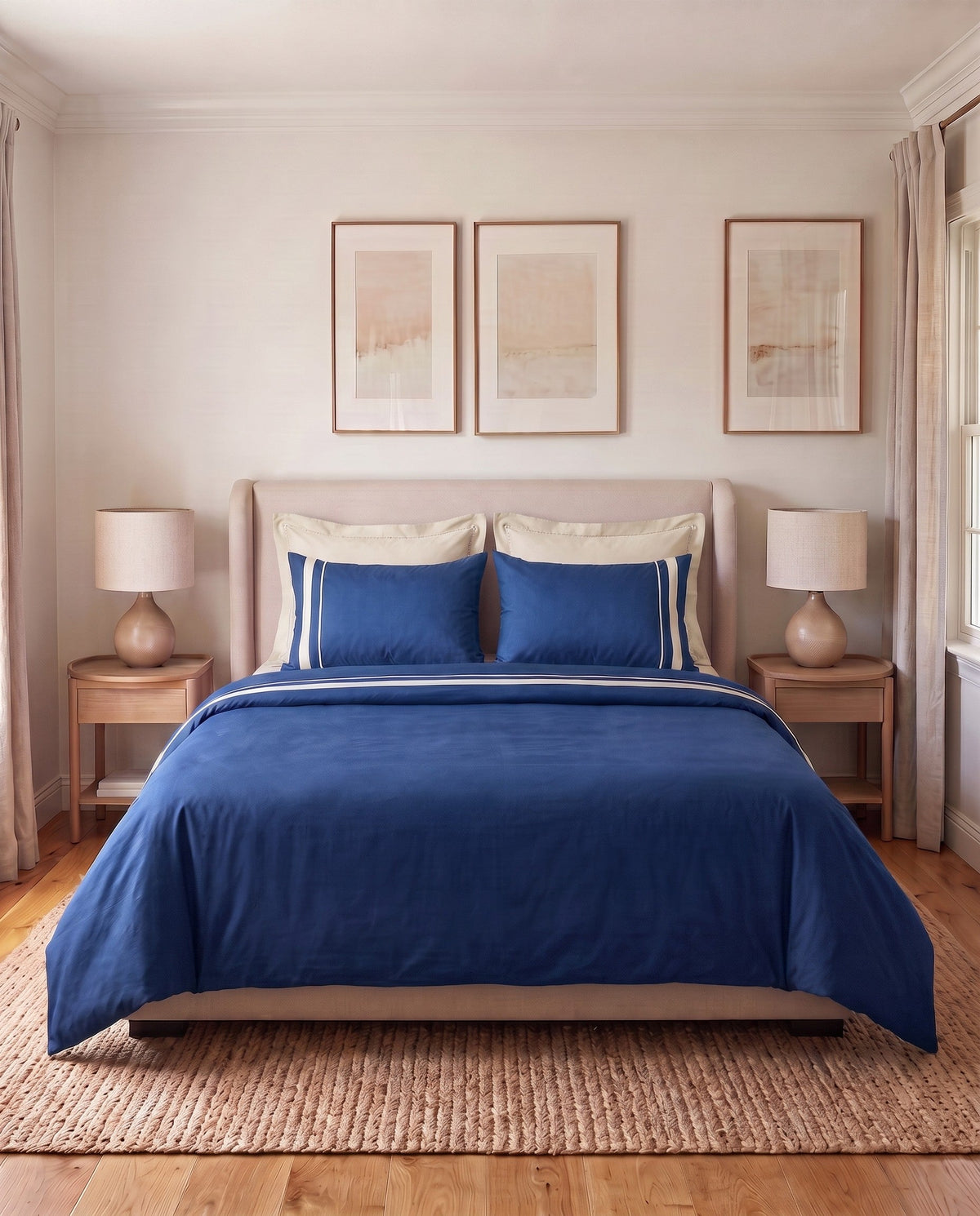 Ultimate Comfort - Queen Duvet Cover with Contrast Border in Royal Blue
