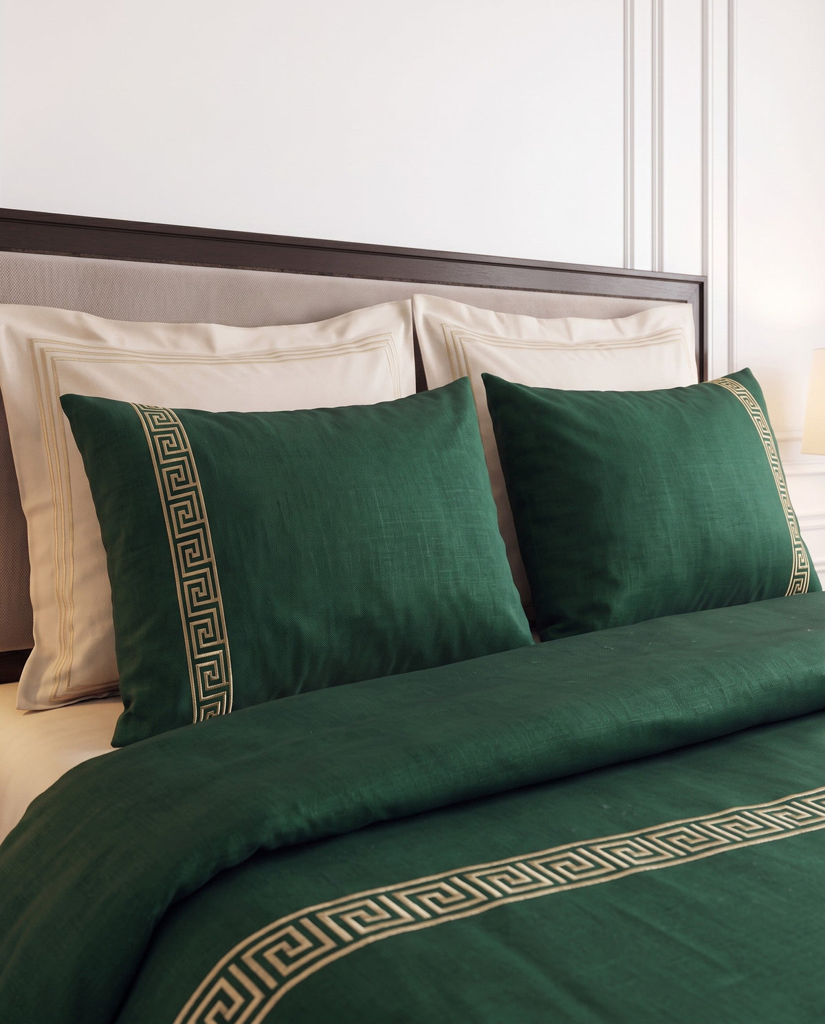 Versace Inspiration - Oxford Pillow cases with Embroidery in Green