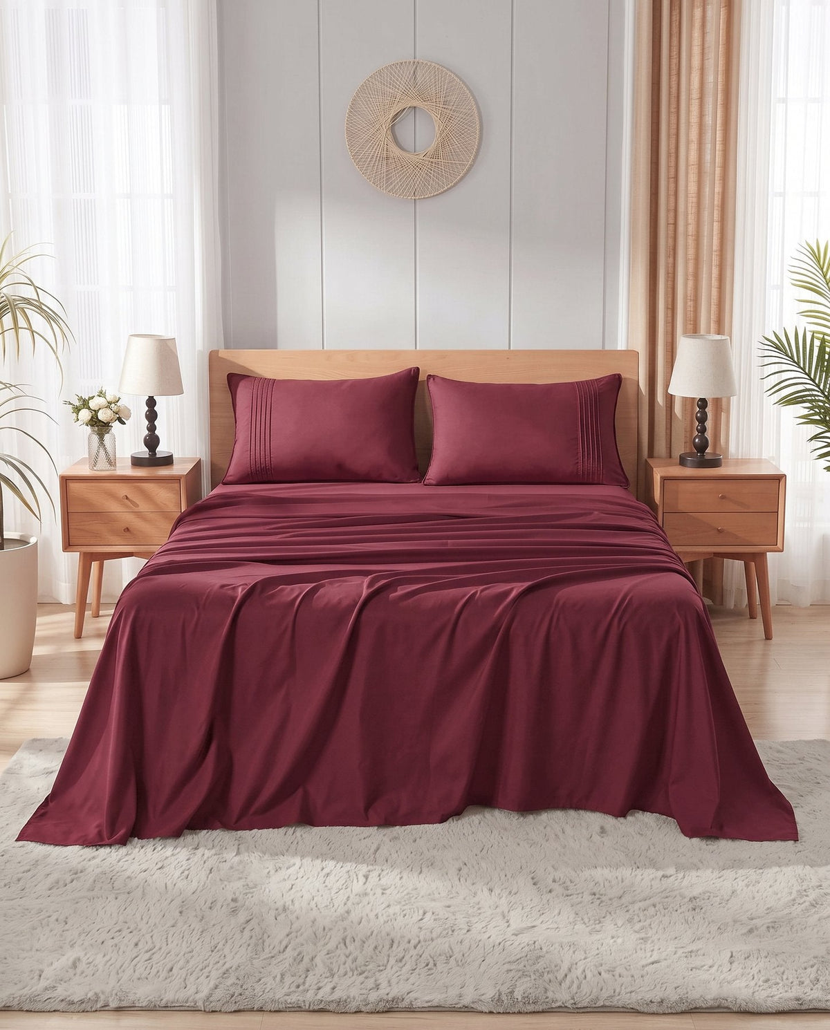 TESSERA Essentials Basic Line - Flat Sheet Set in Bordeaux