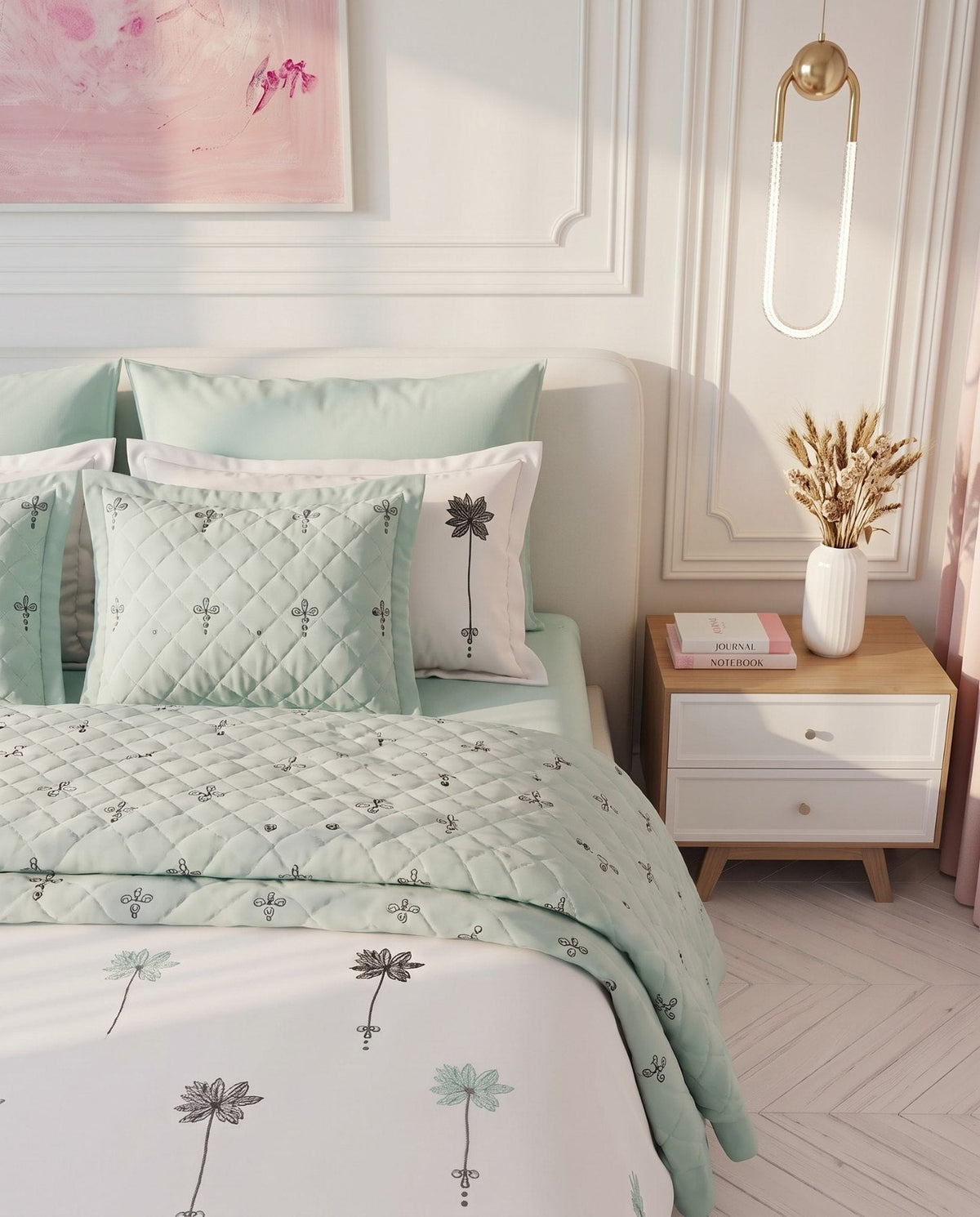 Luxury Essential-Quilted Oxford Pillow Case with embroidery