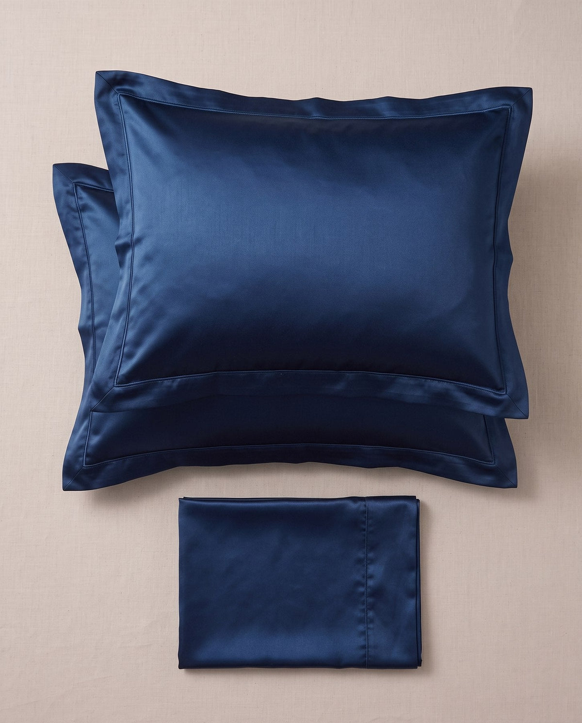 TESSERA Prestige Basic Line - Oxford Pillow Case Set in Dark Blue