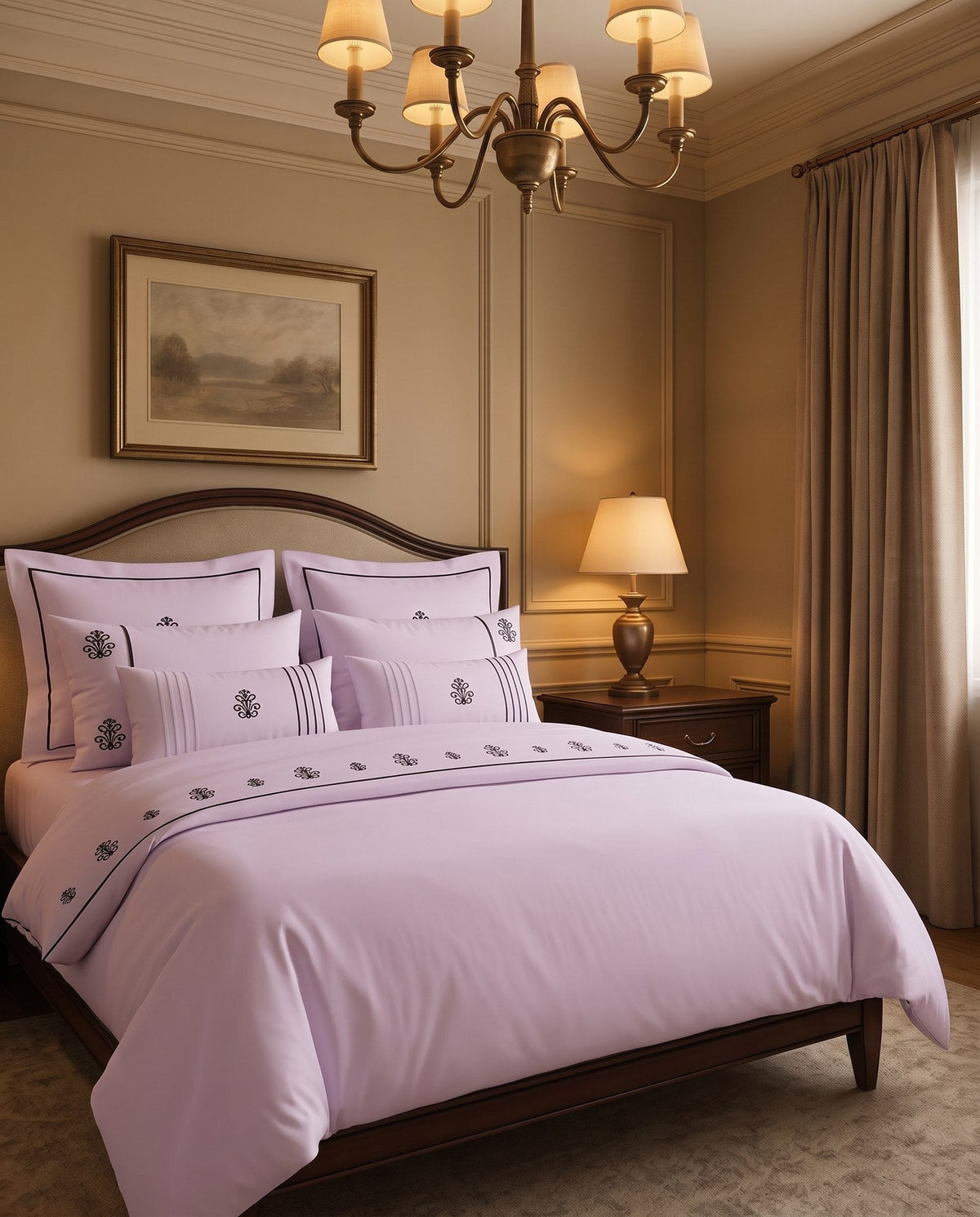 Atelier-Queen Duvet Cover with Embroidery - Lilac
