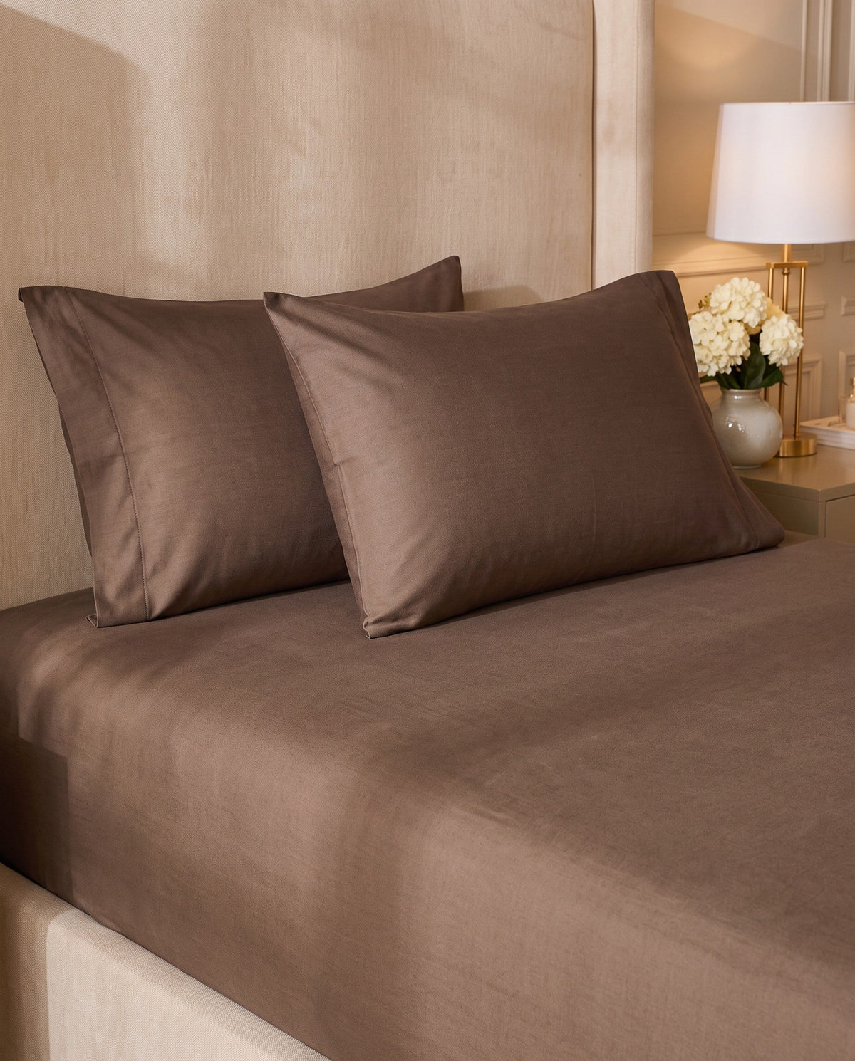 TESSERA Prestige Basic Line - Flap Pillow Case Set in Brown