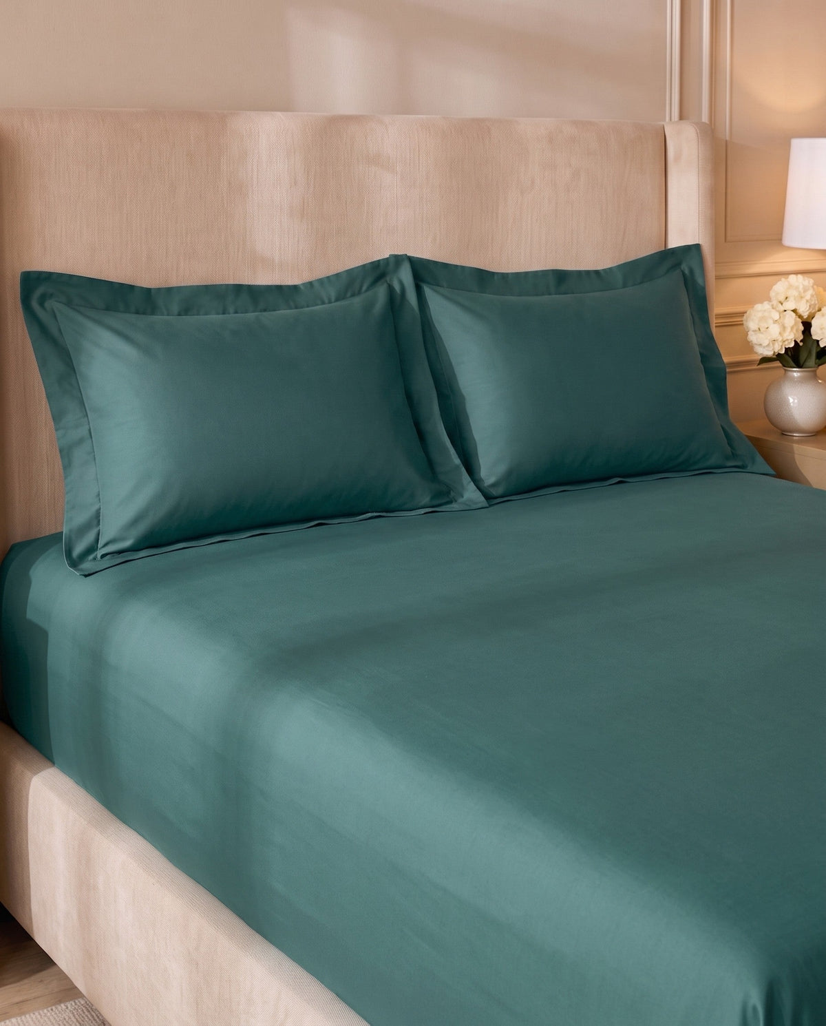 TESSERA Prestige Basic Line - Flap Pillow Case Set in Dark Green