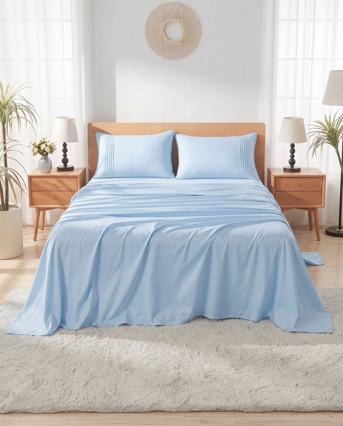 TESSERA Essentials Basic Line - Oxford Pillow Case Set in Baby Blue