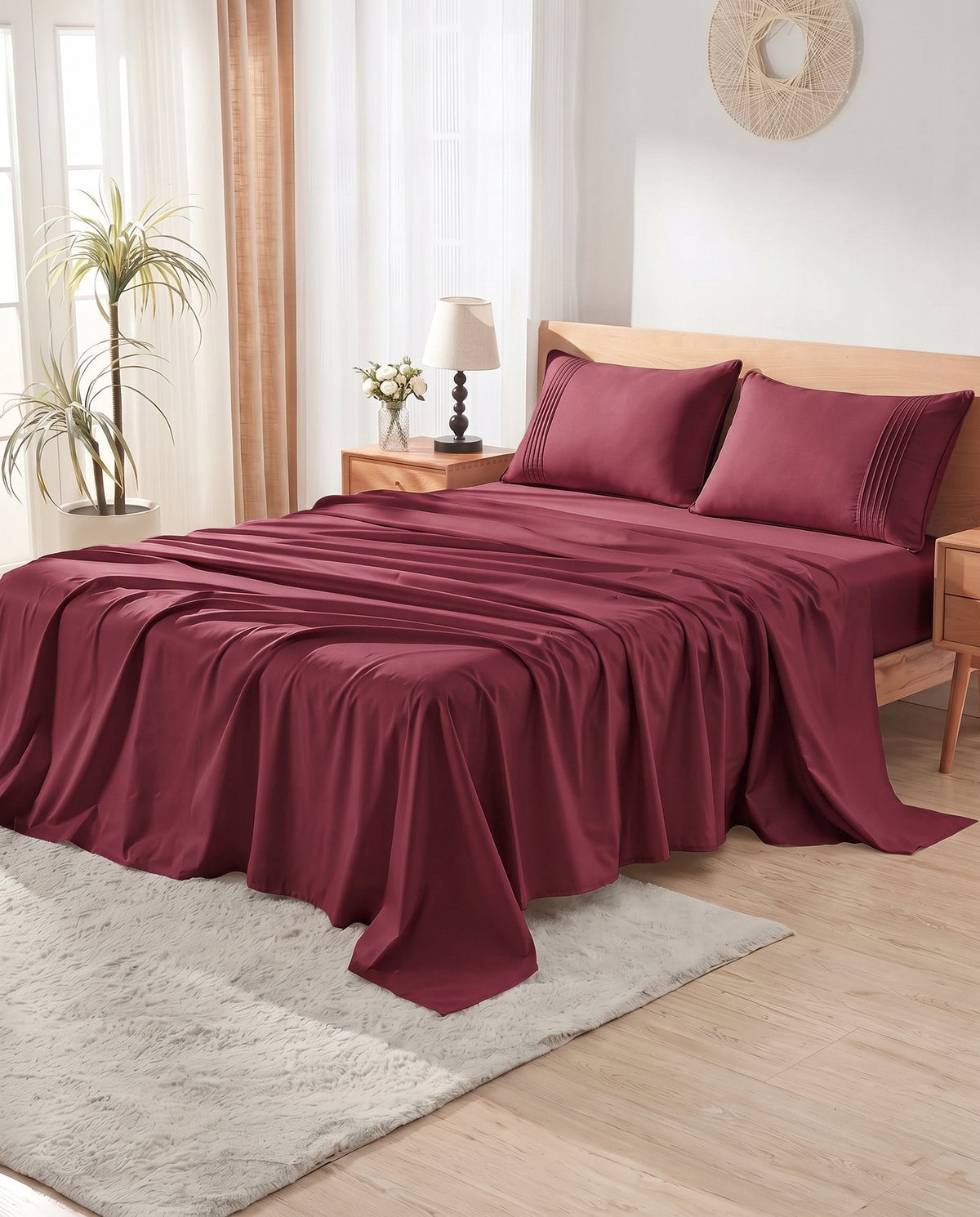 TESSERA Essentials Basic Line - Fitted Sheet Set - Bordeaux