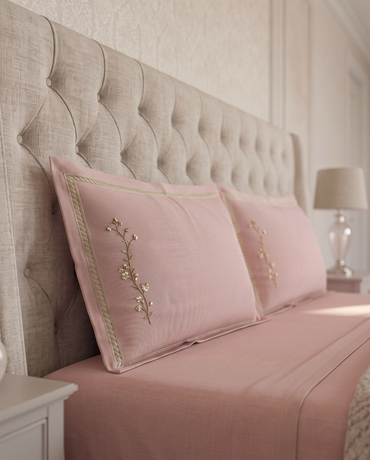 Verdian-Oxford Pillow cases in Rose Gold
