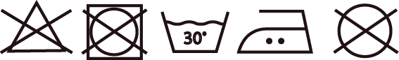 Do not bleach, do not tumble dry, wash at 30 degrees, warm iron, do not dry clean